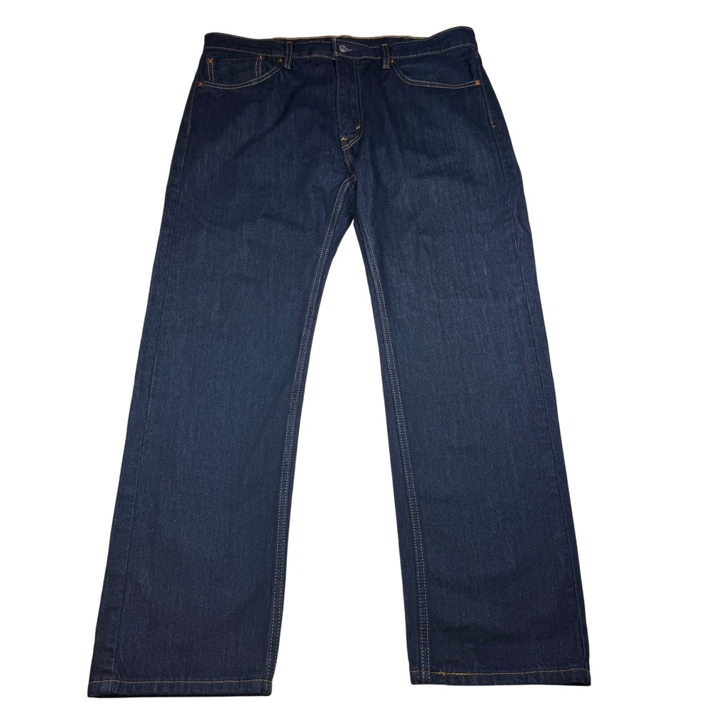 Levis 505 Regular Fit Jeans Mens 38x30 Dark Indigo Blue Denim Straight Leg Pants